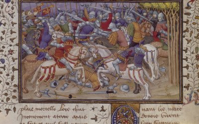 Sconfitta di Filippo da parte di Pausania, con cavalieri montati che combattono, da 