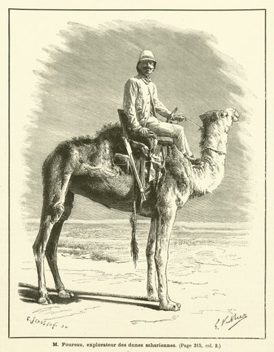 M Foureau, esploratore delle dune sahariane (incisione) da French School