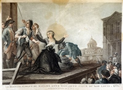 Madame Anne Elisabeth, sorella del re Luigi XVI (1764-1793), ghigliottina da French School