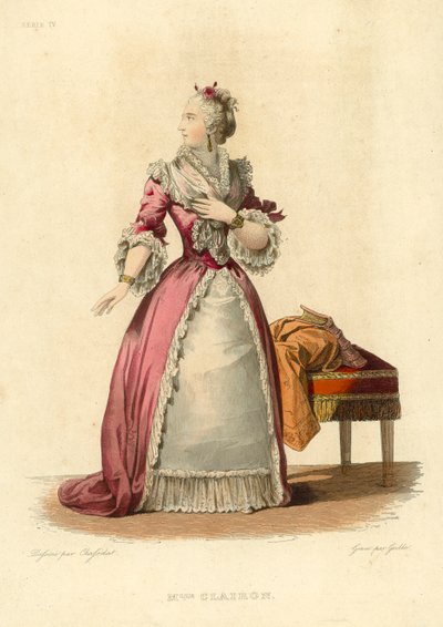 Mademoiselle Clairon (incisione colorata) da French School