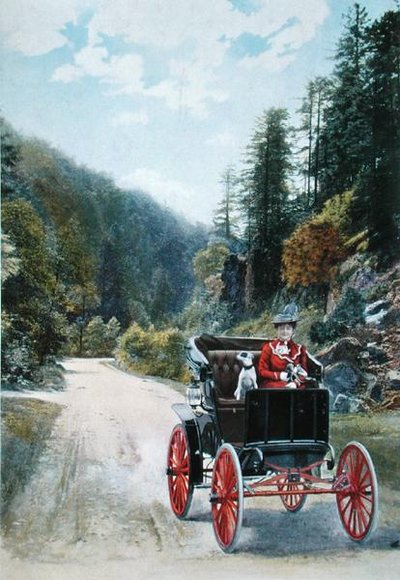 Mademoiselle Yahne nella sua Cleveland Car a Plombieres da French School