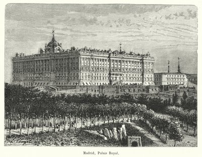Madrid, Palazzo Reale (incisione) da French School
