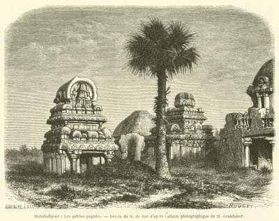 Mahabalipuram, Le piccole pagode (incisione) da French School
