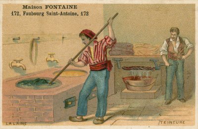 Carta commerciale Maison Fontaine, tintura della lana da French School