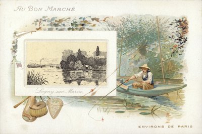 Uomo che pesca sul lago da French School