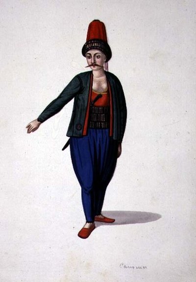 Uomo con un pugnale, periodo ottomano, terzo quarto del XVIII secolo da French School