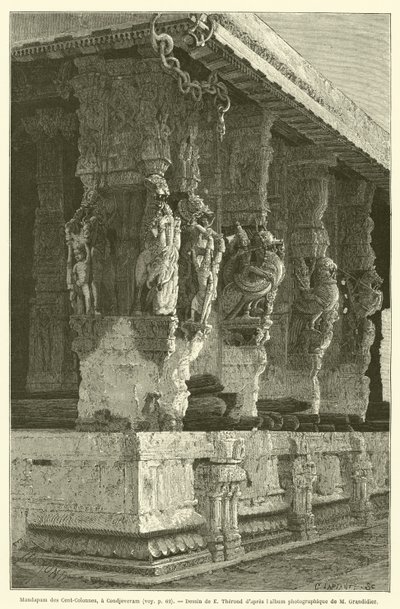 Mandapam delle Cento Colonne, a Condjeveram (incisione) da French School