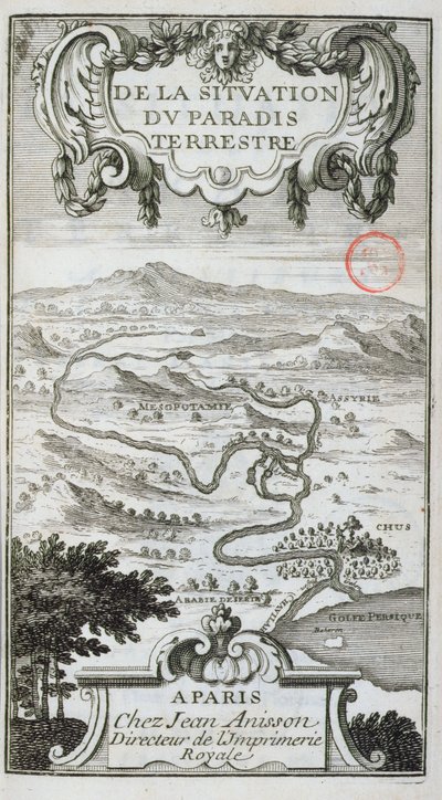 Mappa da De La Situation du Paradis Terrestre, 1691 da French School