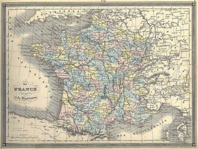 Mappa della Francia - in "Atlas universel" di Vuillemin, ca. 1851 da French School