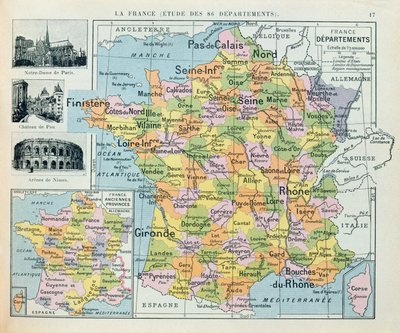 Mappa della Francia, c. 1914 da French School