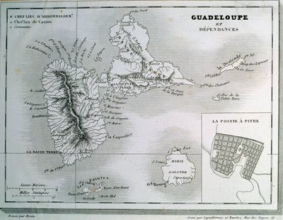 Mappa di Guadalupa e delle sue dipendenze da French School