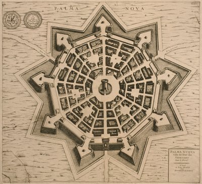 Mappa di Palmanova, da Les Villes de Venetie, 1704, pubblicata da Rutgert Alberts all