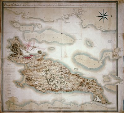 Mappa del Rhode Island al tempo della sua occupazione 1780-81 dall