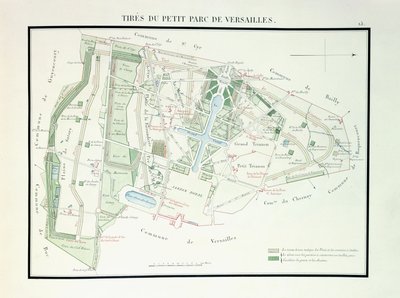 Mappa del Piccolo Parco di Versailles, 1818-1819 da French School