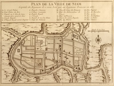 Mappa della città di Siam, capitale del regno omonimo, dopo un