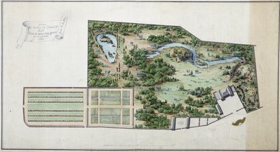 Mappa del giardino di Chanvry (Senna e Oise) da French School
