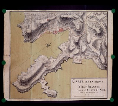 Mappa dei dintorni di Villefranche nella contea di Nizza rilevata nell
