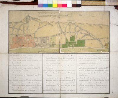 Mappa che mostra il Chateau de Puteaux, 1722 da French School