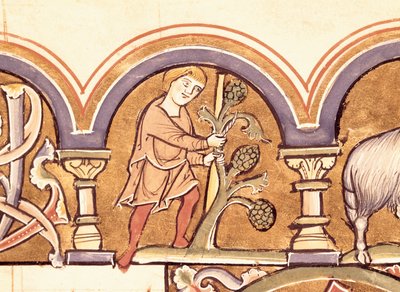 Marzo: Innesto degli alberi, dal Salterio di Santa Elisabetta da French School