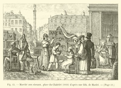 Mercato degli uccelli, piazza del Chatelet, 1820 da French School
