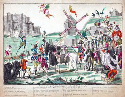 Marche du Dom Quichotte Moderne pour la Deffence du Moulin des Abus, pubblicato 1791 da French School