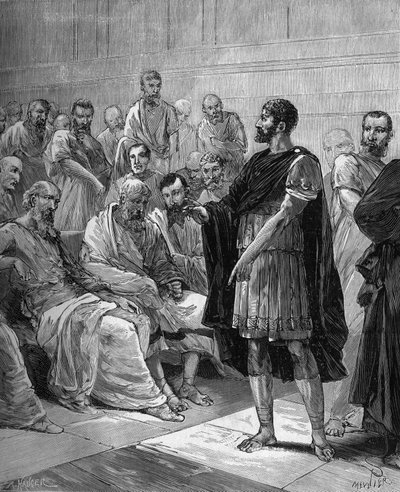 Marco Attilio Regolo davanti al Senato Romano - Il console romano Marco Attilio Regolo (circa 256 a.C.) davanti al Senato Romano - in 