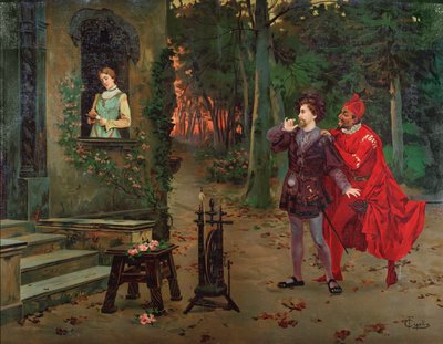 Margherita, Faust e Mefistofele Scena da Faust di Charles Gounod (1818-1893). circa 1900. da French School