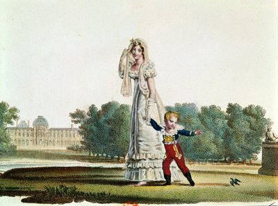 Maria Luisa (1791-1847) e il Re di Roma (1811-32) davanti al palazzo delle Tuileries da French School