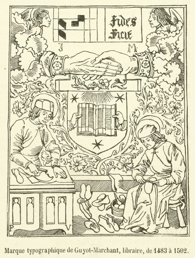 Marchio tipografico di Guyot-Marchant, libraio, dal 1483 al 1502 da French School