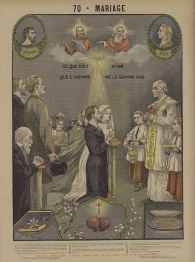 Matrimonio (litografia a colori) da French School