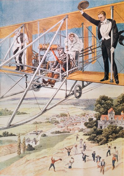 Matrimonio su un aeroplano, illustrazione da Le Petit Journal 1911 da French School