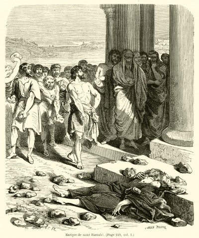Martirio di San Barnaba (incisione) da French School