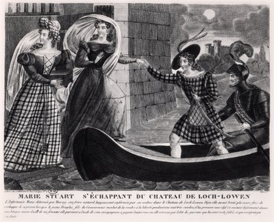 Maria Stuarda (1542-87) che fugge dal castello di Loch Leven da French School