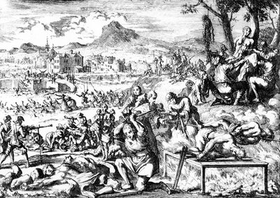 Massacro in Irlanda nel 1644, c.1685 da French School