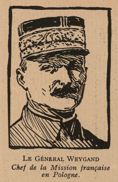 Maxime Weygand, generale francese e membro della Missione Interalleata inviata a sostegno della Seconda Repubblica Polacca durante la guerra polacco-sovietica del 1920 (litografia) da French School