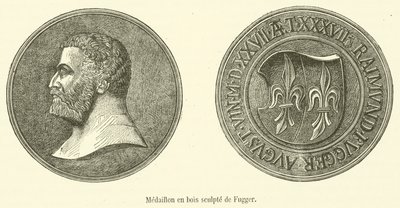 Medaglione in legno scolpito di Fugger da French School