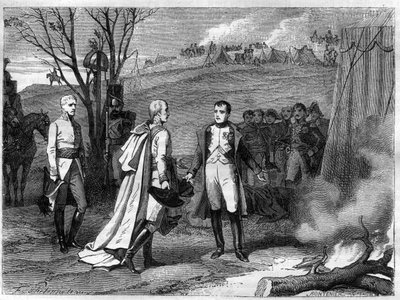 Incontro di due imperatori dopo la Battaglia di Austerlitz, 4 dicembre 1805 (Napoleone Bonaparte) da French School