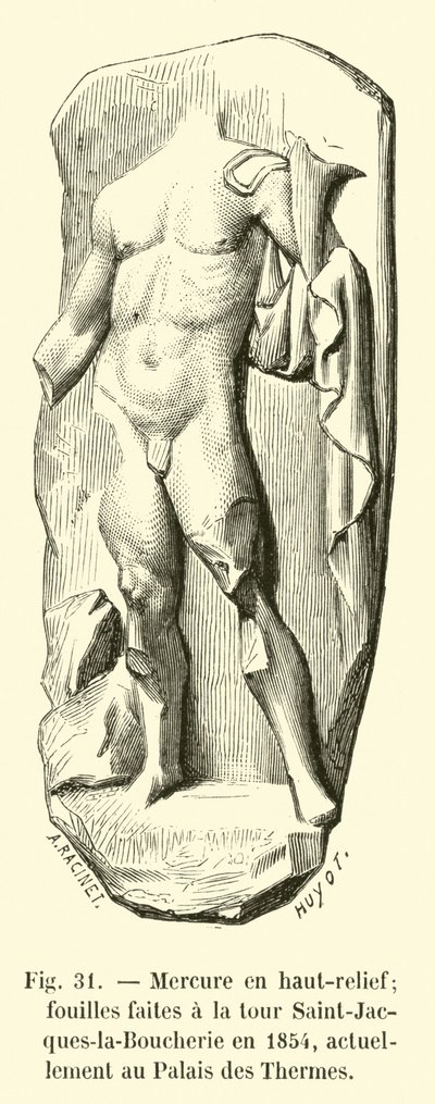 Mercurio in altorilievo; scavi fatti alla torre Saint-Jacques-la-Boucherie nel 1854, attualmente al Palazzo delle Terme da French School