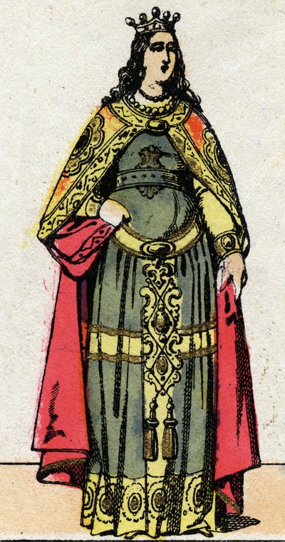 Ritratto della regina Clotilde, moglie di Dagoberto III (699-715). Immagine di Epinal della fine del XIX secolo. Collezione privata. da French School