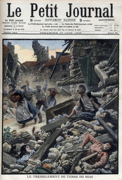 Terremoto nel Midi nel sud-est della Francia - "Le Petit Journal" del 27 giugno da French School