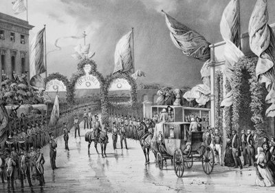 Onori militari al Re a Gosport - Luigi Filippo I (1773-1850), Re dei Francesi, Principe Alberto (1819-1861) e Vittoria (1819-1901), Regina d