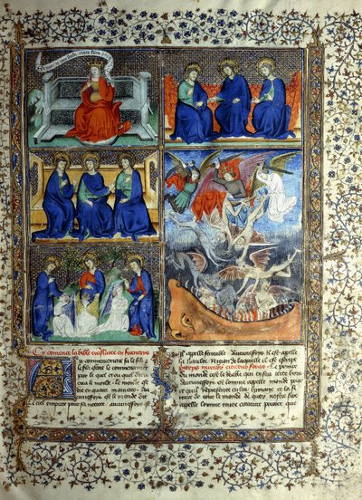 Miniatura che rappresenta il Regno dei Cieli prima della creazione: Sapientia, la Trinità e l
