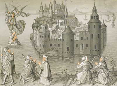 Miracolo della Vergine Maria che salva i pellegrini a Mont Saint-Michel da French School