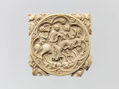 Custodia per specchio con una festa di falconeria, 1330-60 da French School