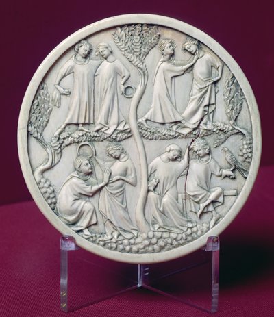 Coperchio di specchio che raffigura scene di corte, c.1320-30 da French School