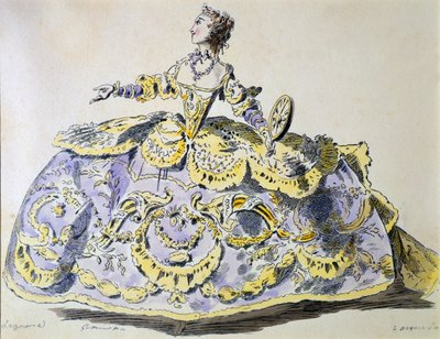 Miss Laguerre come Fortuna, facsimile di A. Guillaumot fils (incisione colorata a mano) da French School