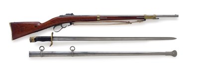 Modello 1854 Pinfire Fusil Lance de Cent-Gardes con rara baionetta a spada, c.1856 da French School