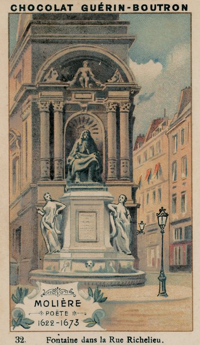 Molière, Poeta, 1622-1673, Fontana nella Rue Richelieu da French School