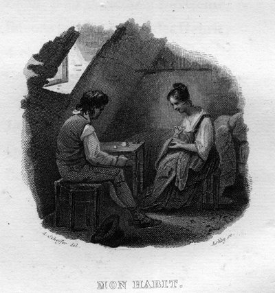 Mon habit Chanson de Béranger in "Oeuvres complètes" (1834) di Pierre Jean de Béranger (1780-1857), poeta e cantautore francese da French School