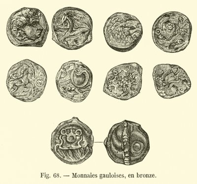 Monete galliche, in bronzo (incisione) da French School